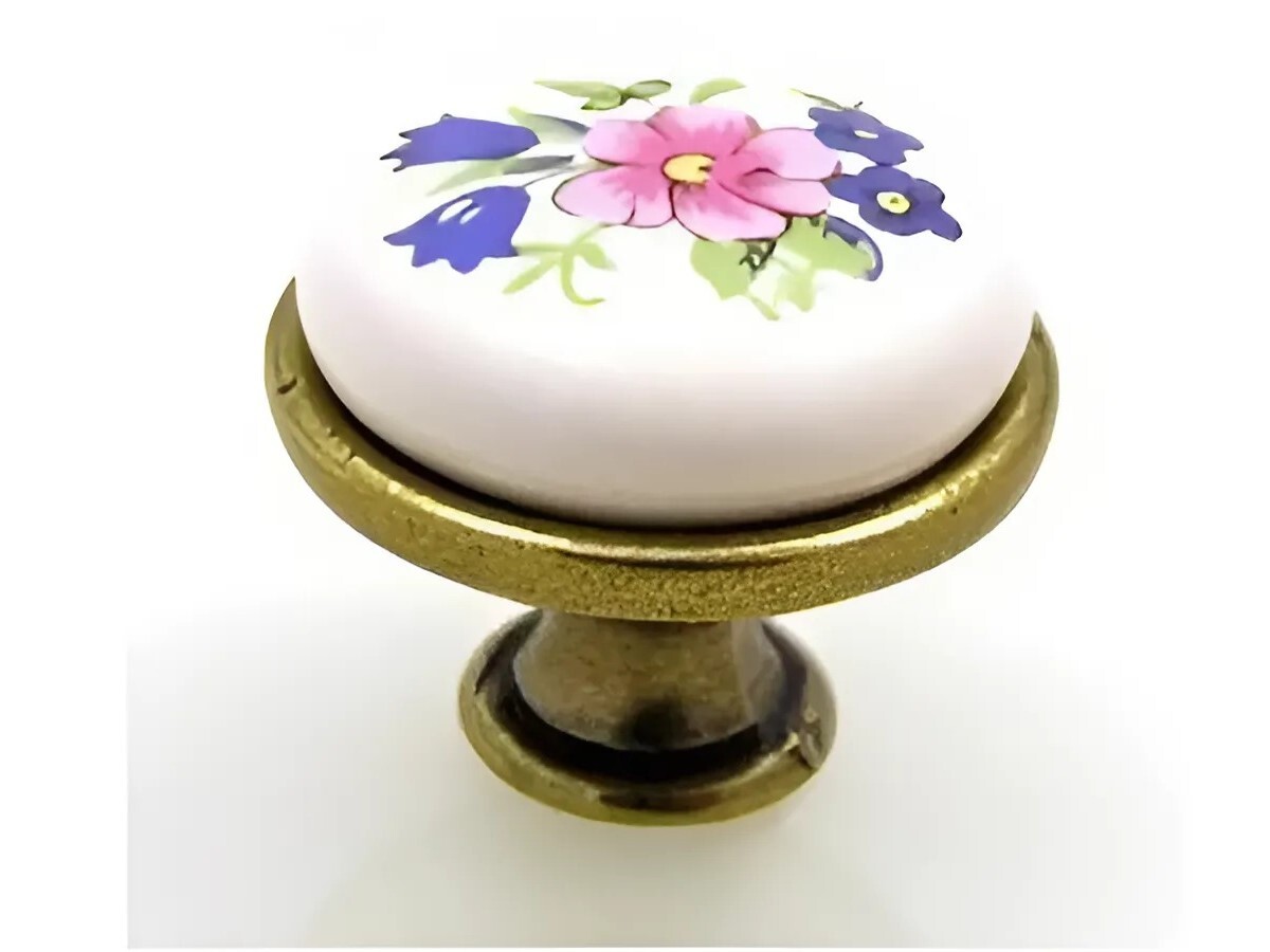 Buton, Portelan, Alama antichizata, Floare albastra, GP 19-GAB-MLK-1