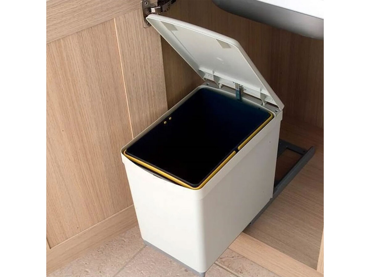 Cos gunoi cu sina jos, 16l, Alb, 10010000450