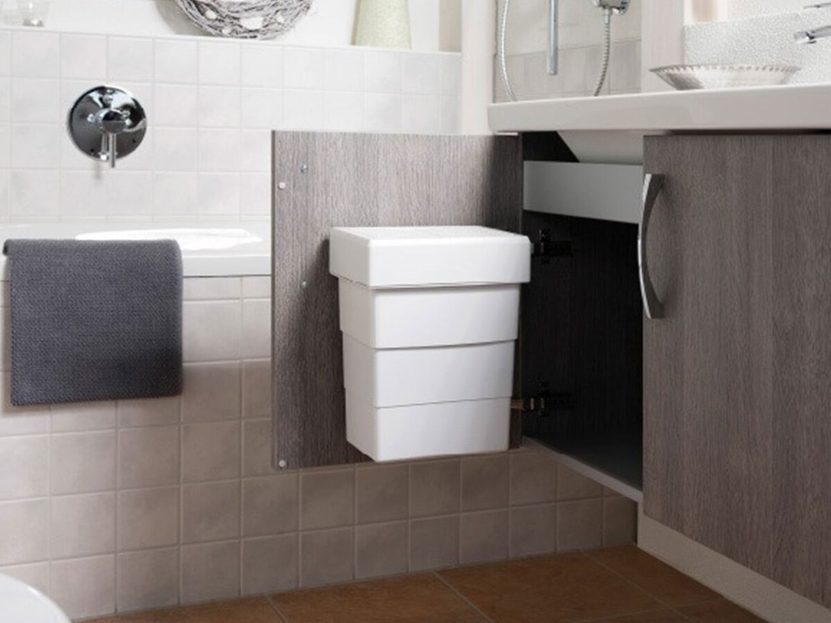 Cos gunoi dreptunghiular, 10L, cu capac, Alb, 3215351