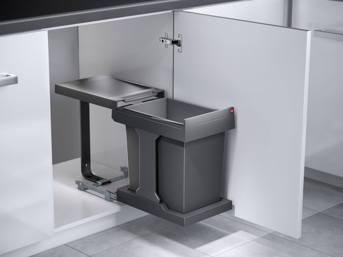 Cos gunoi dreptunghiular, 20L, cu capac, Gri inchis, 3632101/3635001