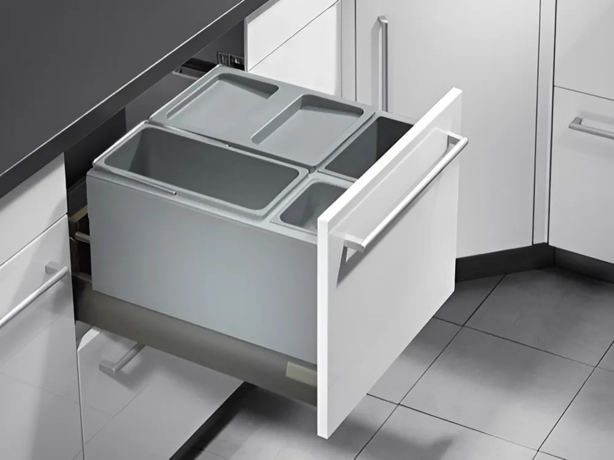 Cos gunoi selectiv, 1x18l/1x12l/1×4.1l, cu capac, Gri, 3630451