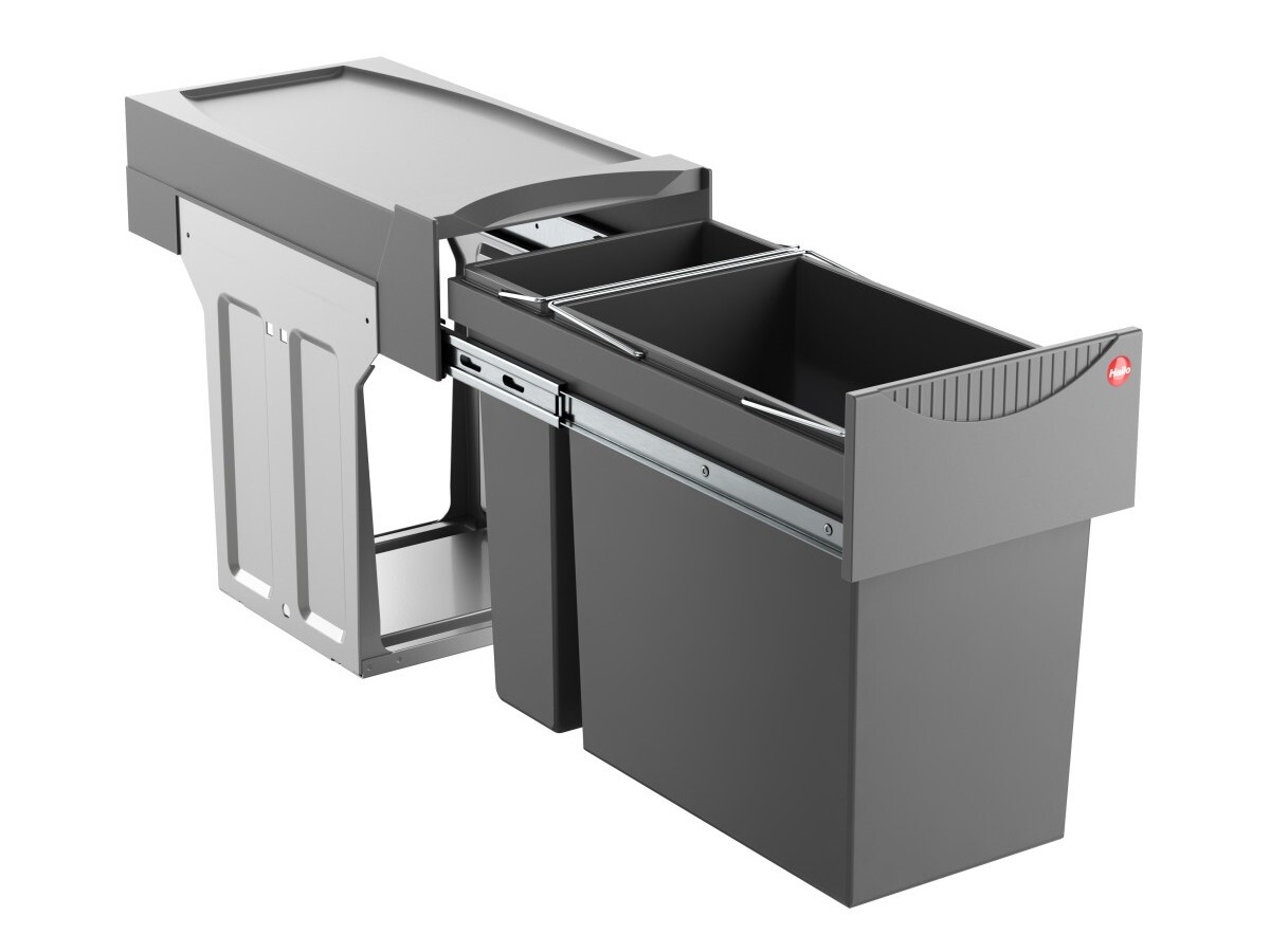 Cos gunoi selectiv, 1x24L/1x7L, cu capac, Gri inchis, 3666111