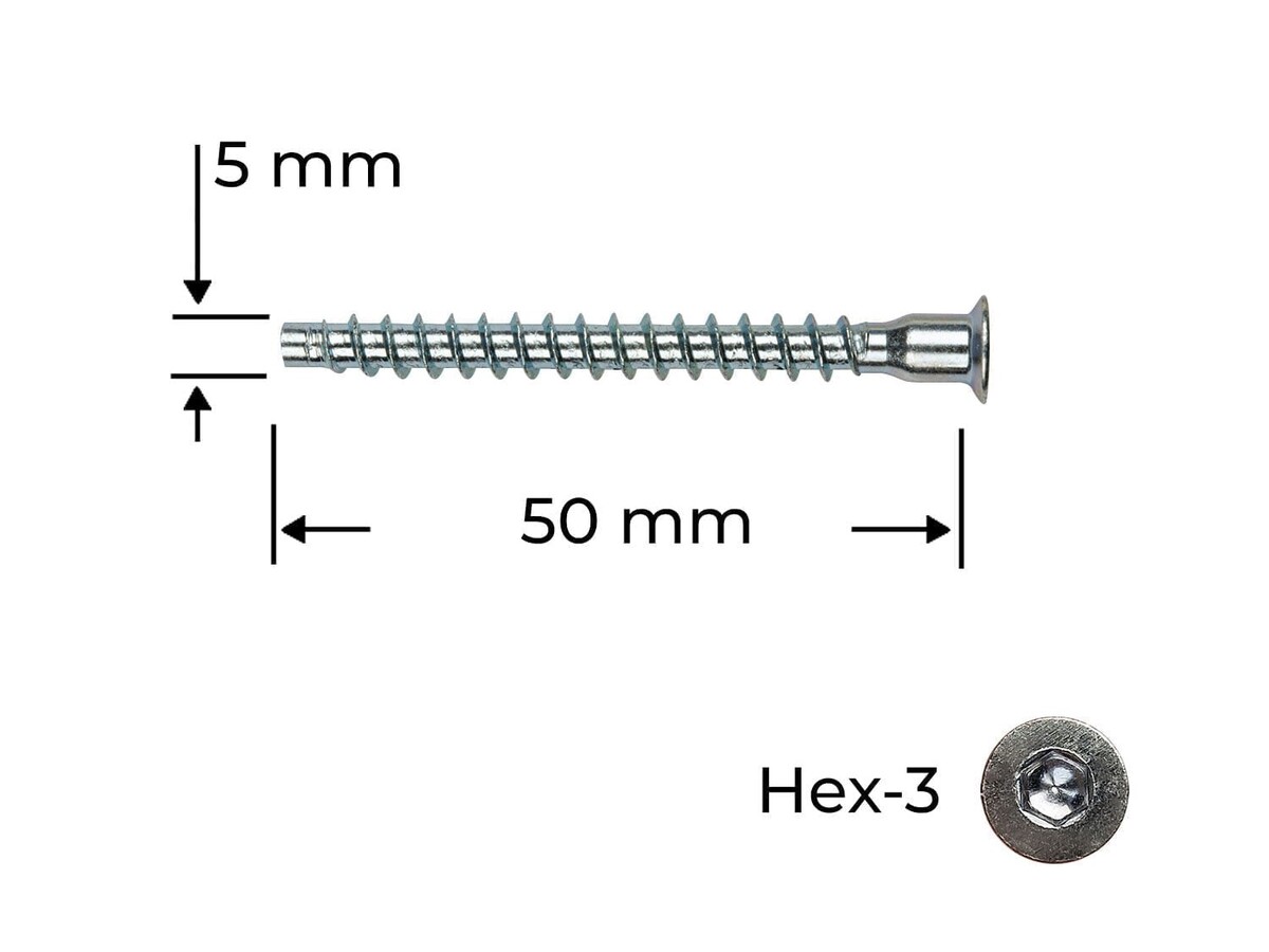 Surub Euro 5.0 x 50 mm / 100 buc.