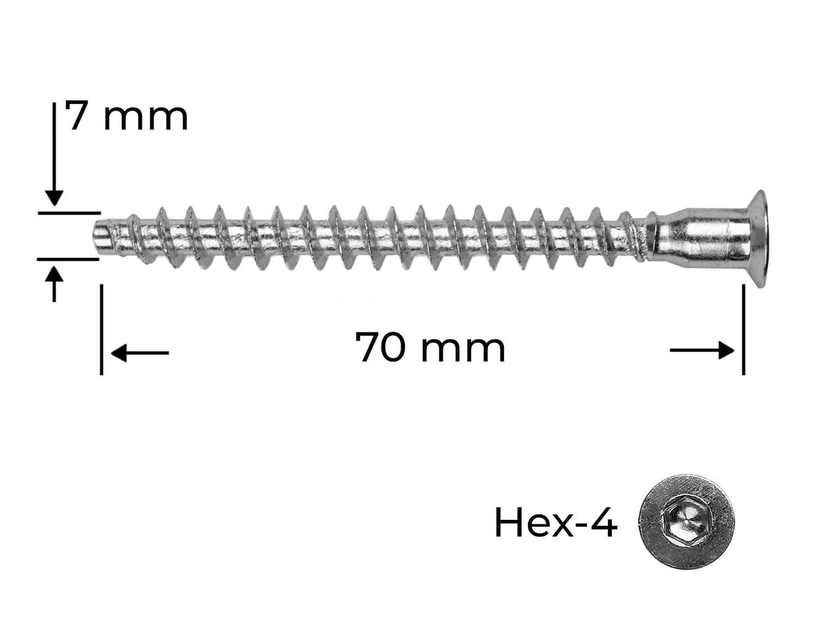 Surub Euro 7.0 x 70 mm / 100 buc.